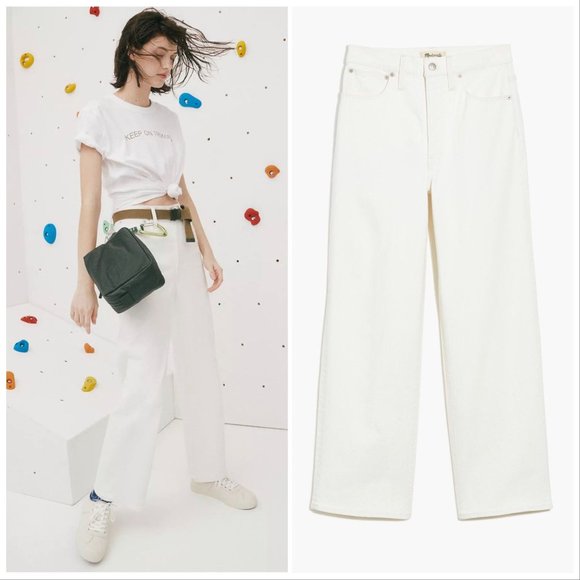 Madewell Perfect Fit Wide Leg Crop Jeans in Tile White Jeans - Picture 3 of 9